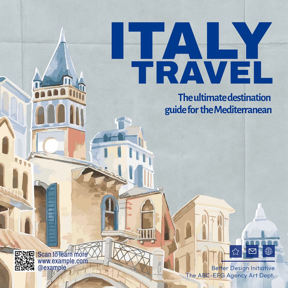 italy travel Instagram post template, editable text