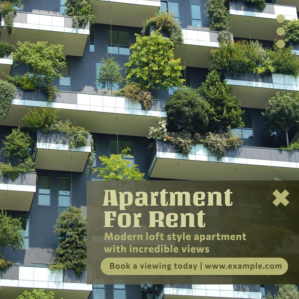 Apartment for rent Instagram post template, editable text