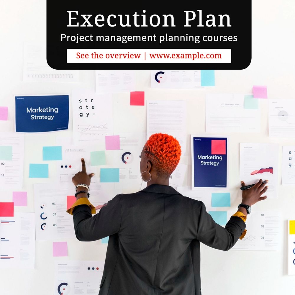 Execution plan Instagram post template, editable text