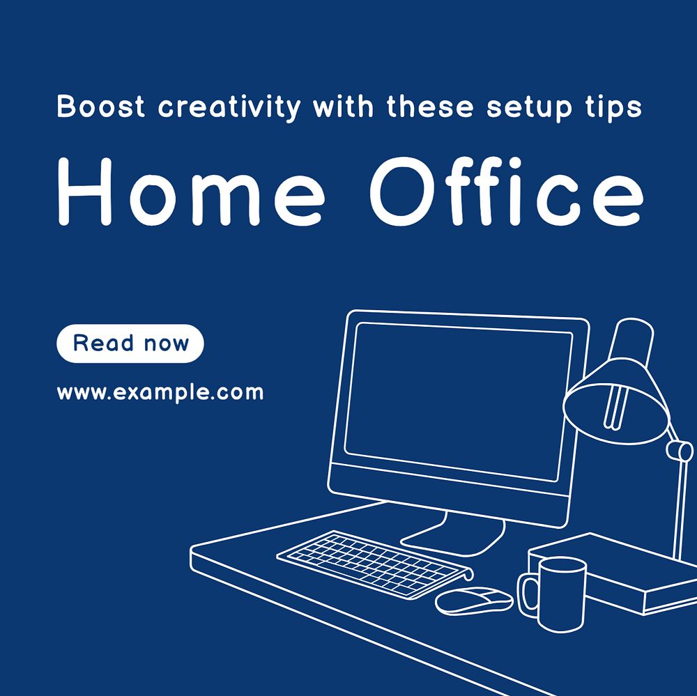 Home office Instagram post template, editable text