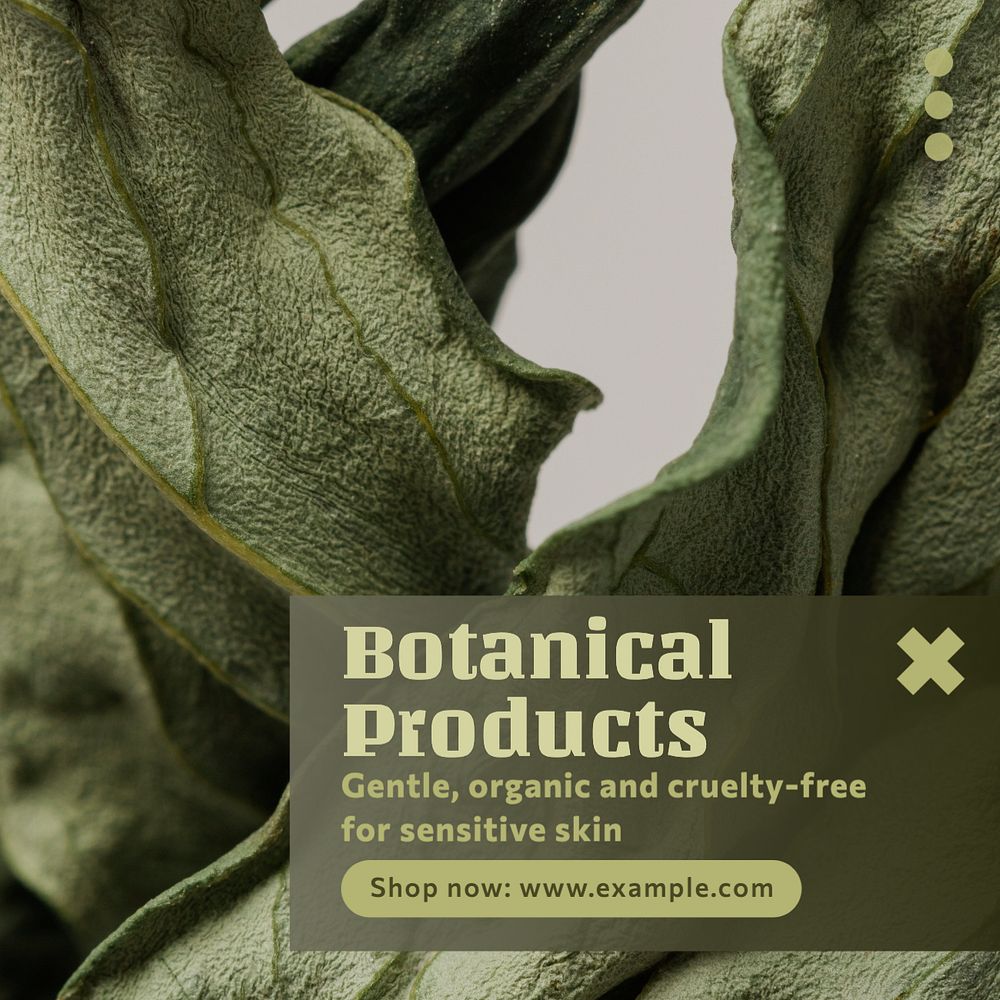 Botanical products Instagram post template, editable text