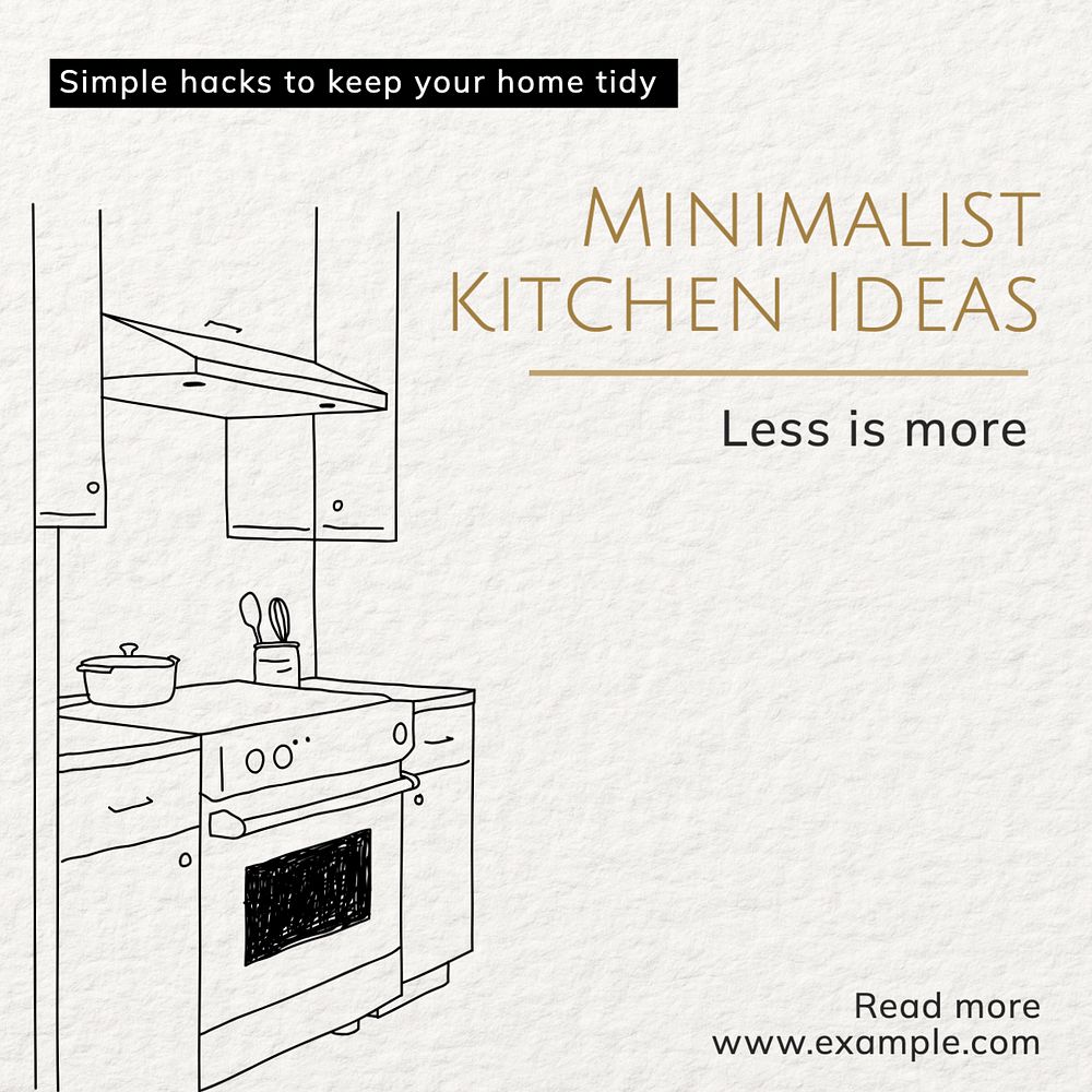 Kitchen interior Instagram post template, editable text