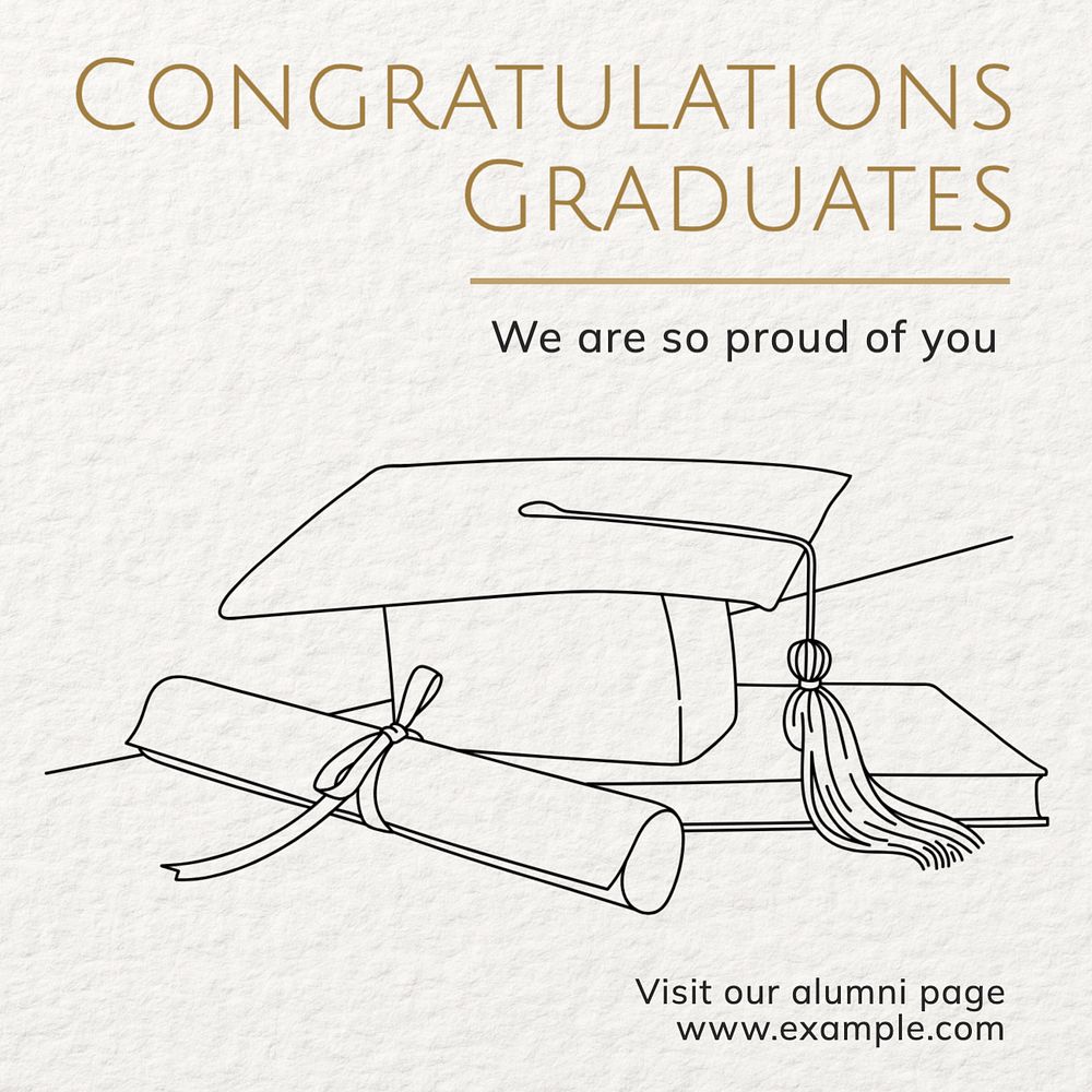 Congratulations graduates Instagram post template, editable text