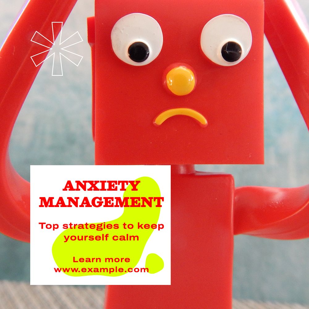 Anxiety management Instagram post template, editable text