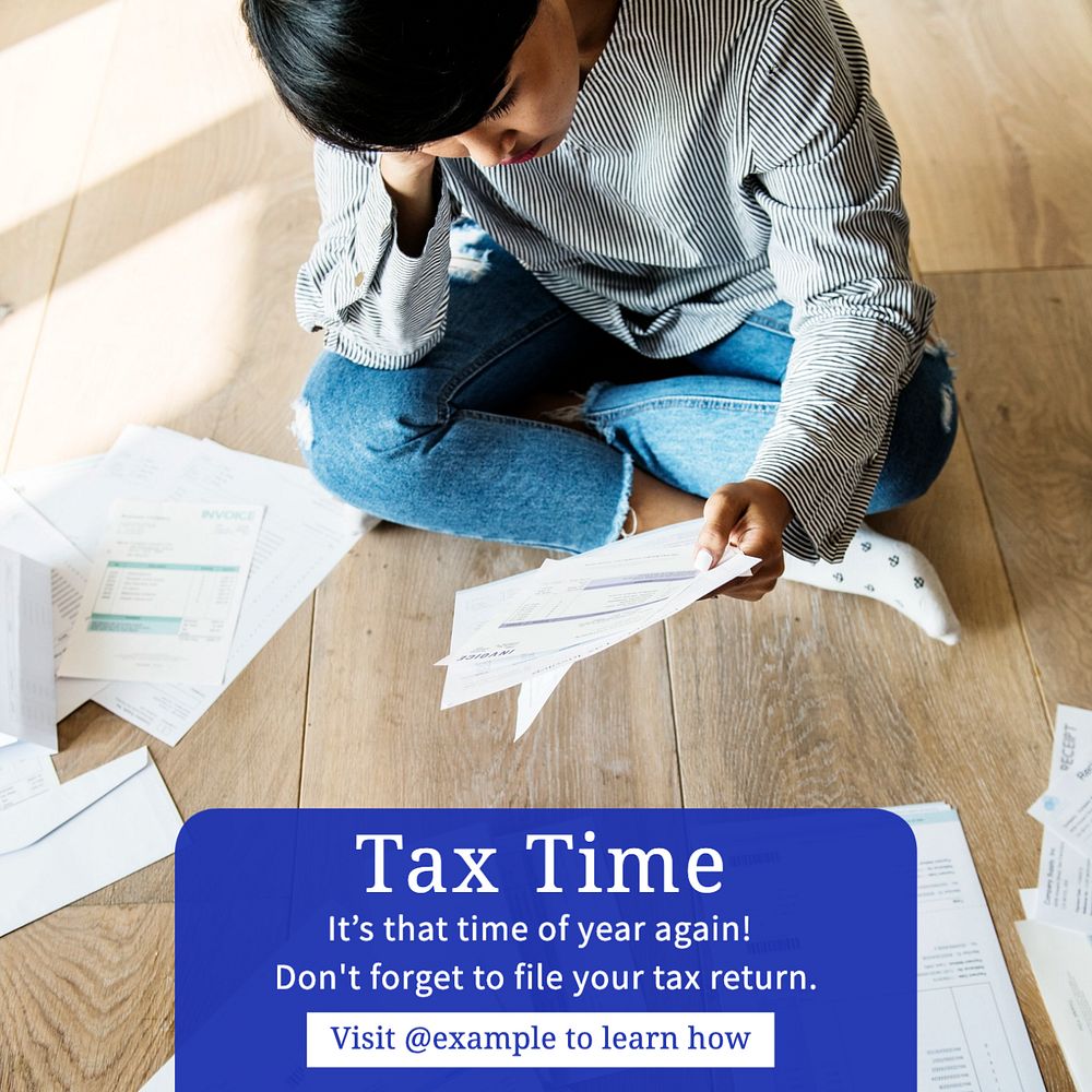 Tax return Instagram post template, editable text