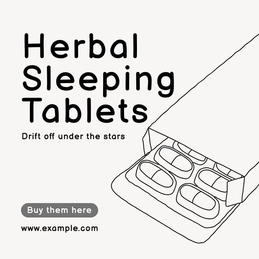 Herbal sleeping tablets Instagram post template, editable text