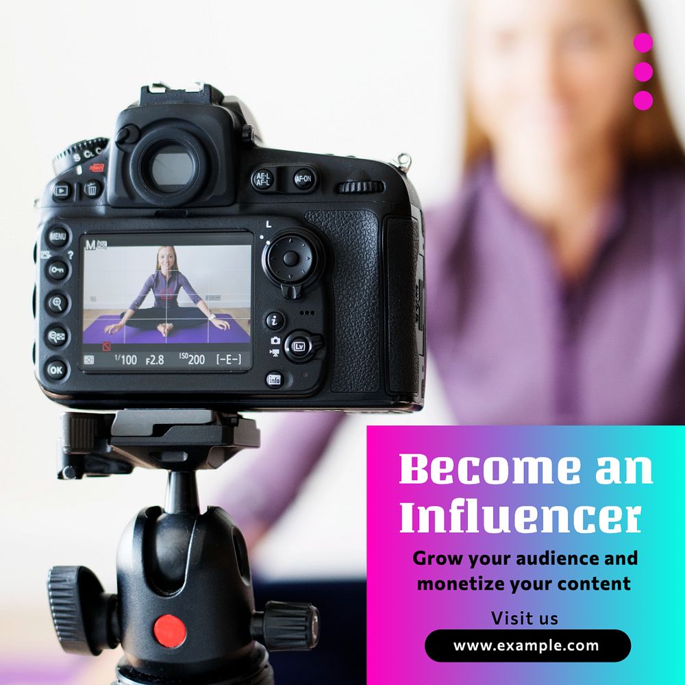 Influencer Instagram post template, editable text