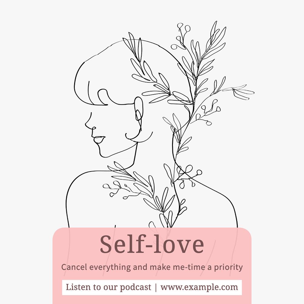 Self-love Instagram post template, editable text