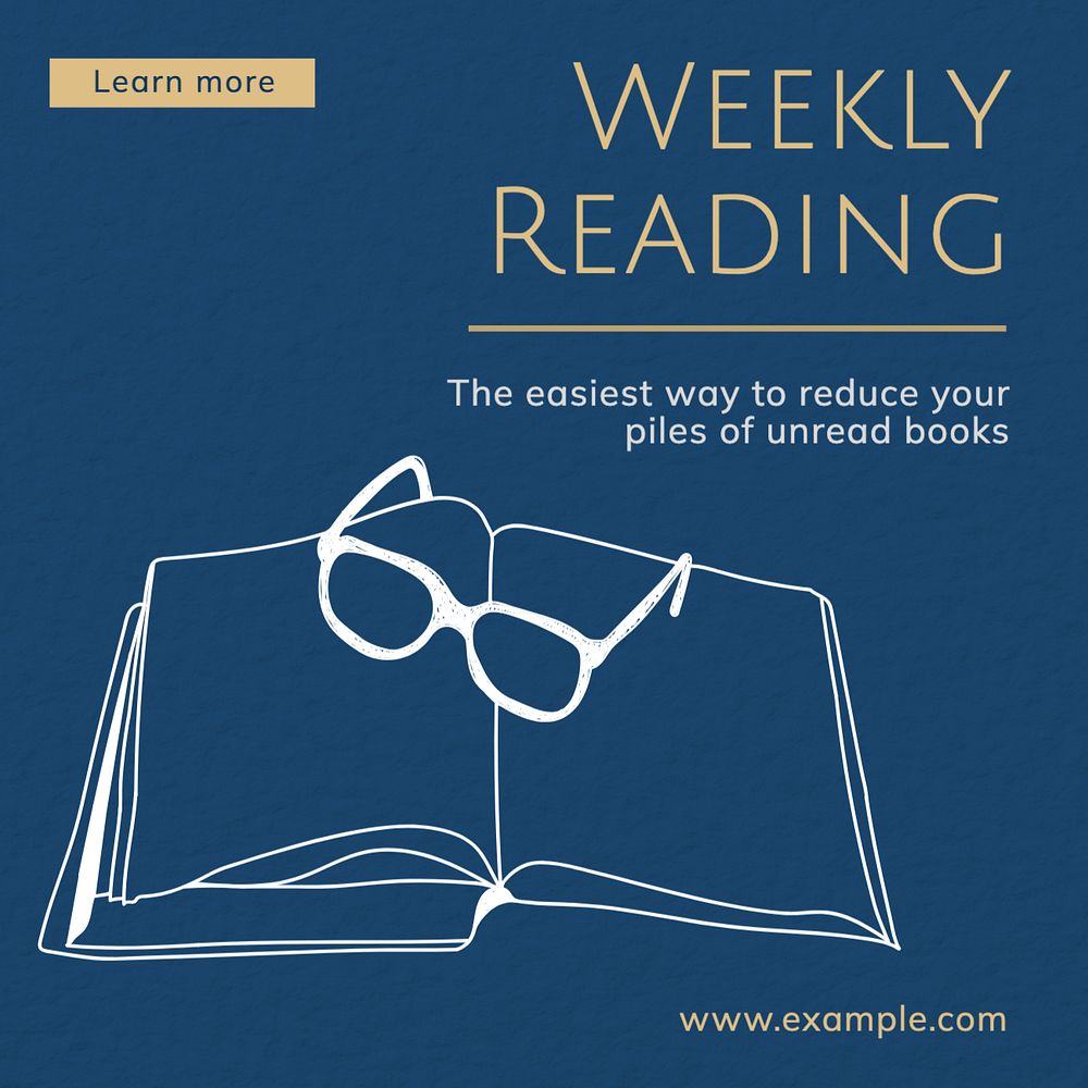 Weekly reading Instagram post template, editable text