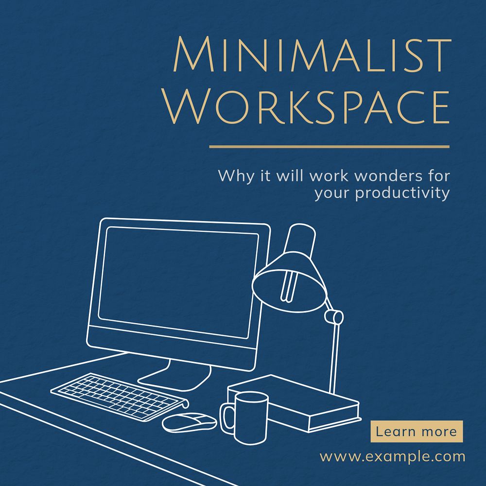 Minimalist workspace Instagram post template, editable text