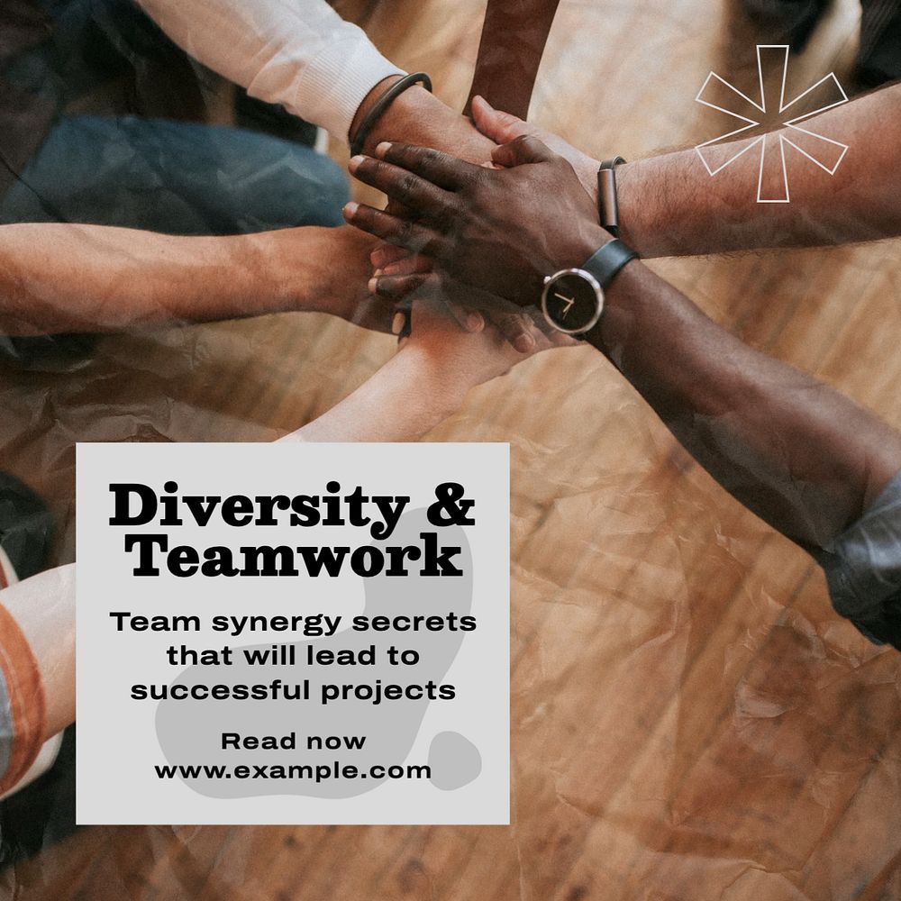 Diversity work teamwork Instagram post template, editable text