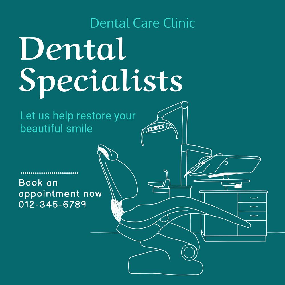 Dental specialists Instagram post template, editable text