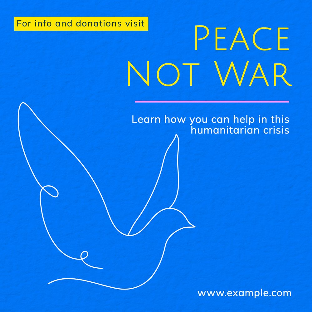 Peace not war Instagram post template, editable text