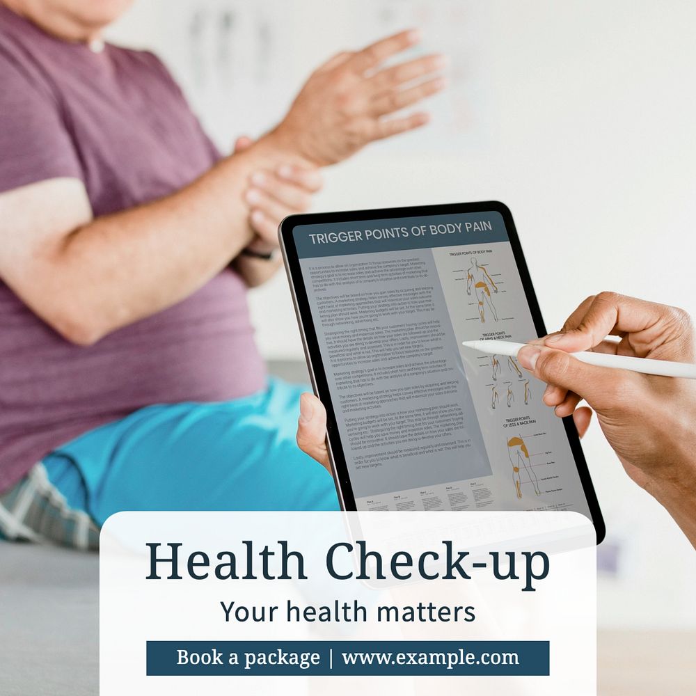 Health check-up Instagram post template, editable text