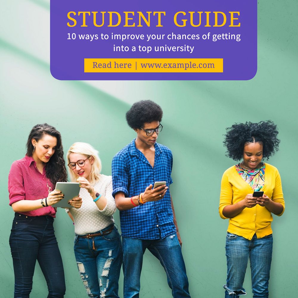 Student guide Instagram post template, editable text