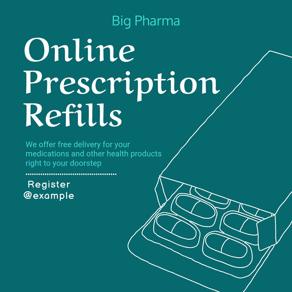 Prescription refill Instagram post template, editable text