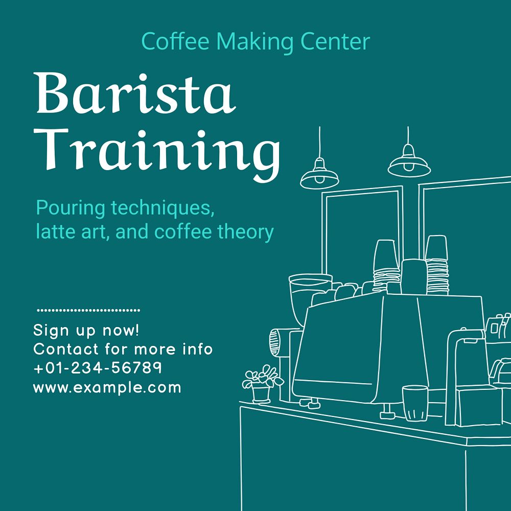 Barista training Instagram post template, editable text