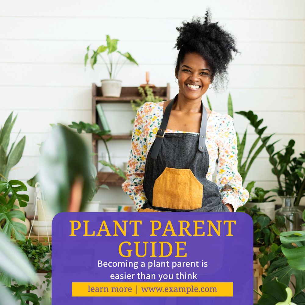 Plant parent guide Instagram post template, editable text