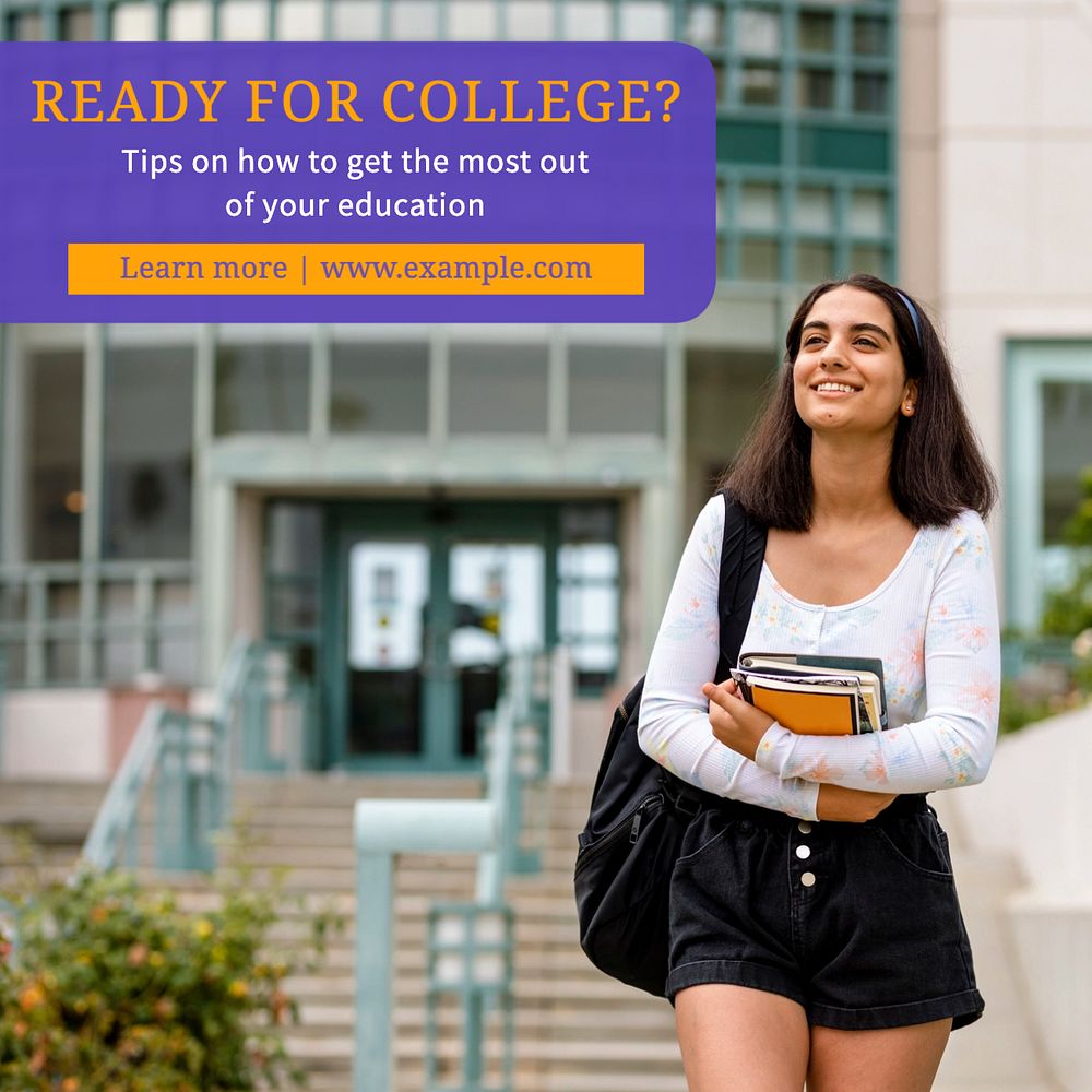 Ready for college Instagram post template, editable text