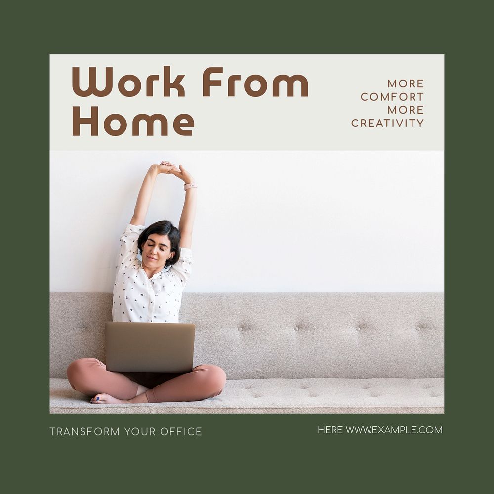 Work from home Instagram post template, editable text