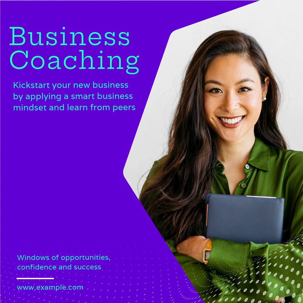 Business coaching Instagram post template, editable text