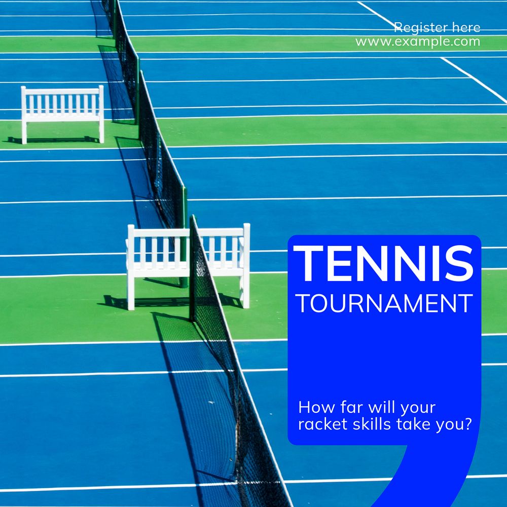 Tennis tournament Instagram post template, editable text