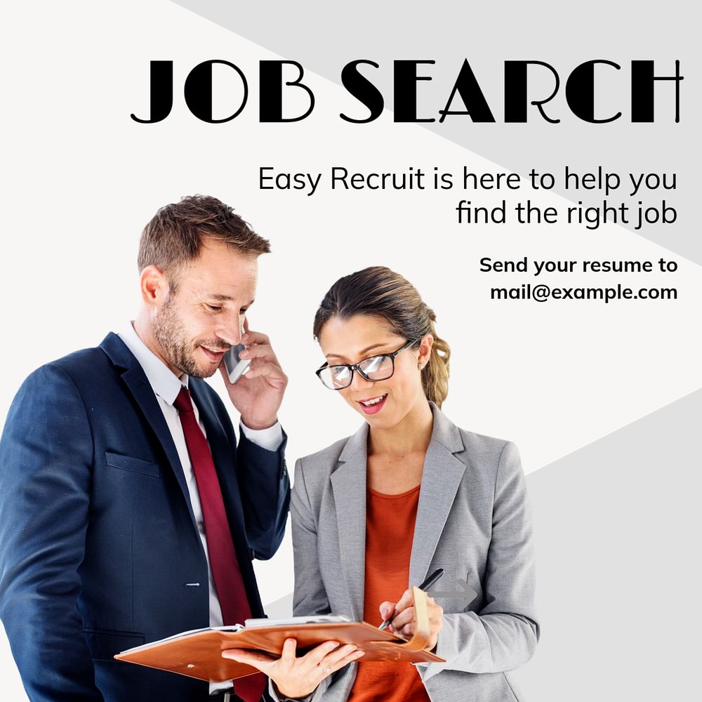 Job search Instagram post template, editable text