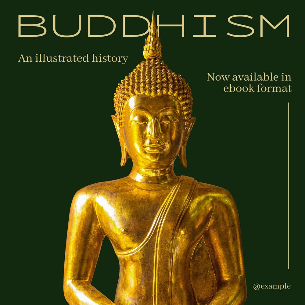 Buddhism history Instagram post template, editable text