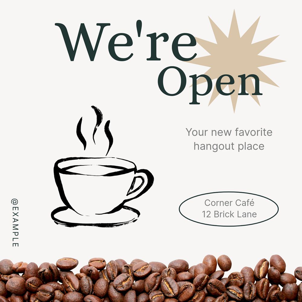 We're open Facebook post template, editable design