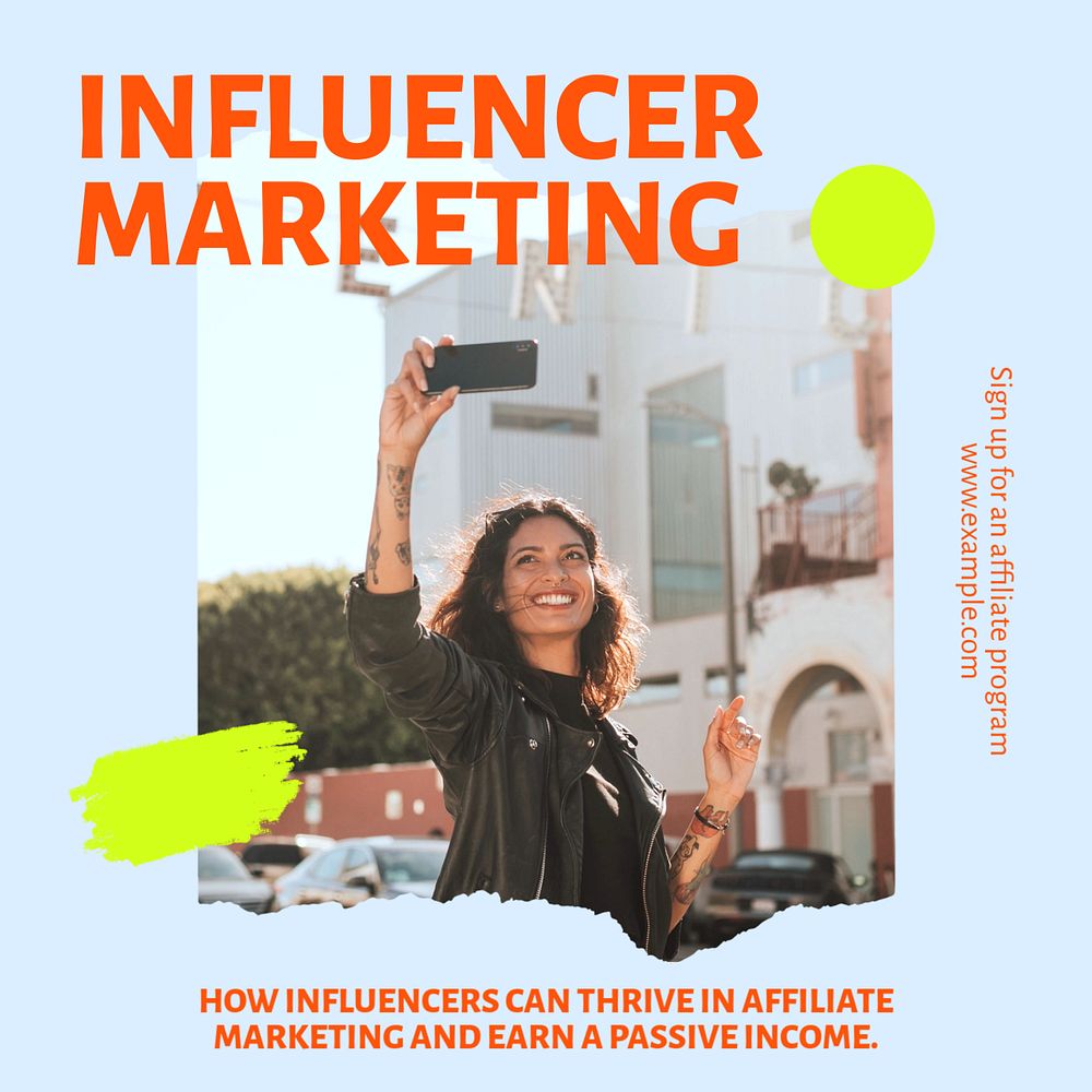 Influencer marketing Instagram post template, editable text