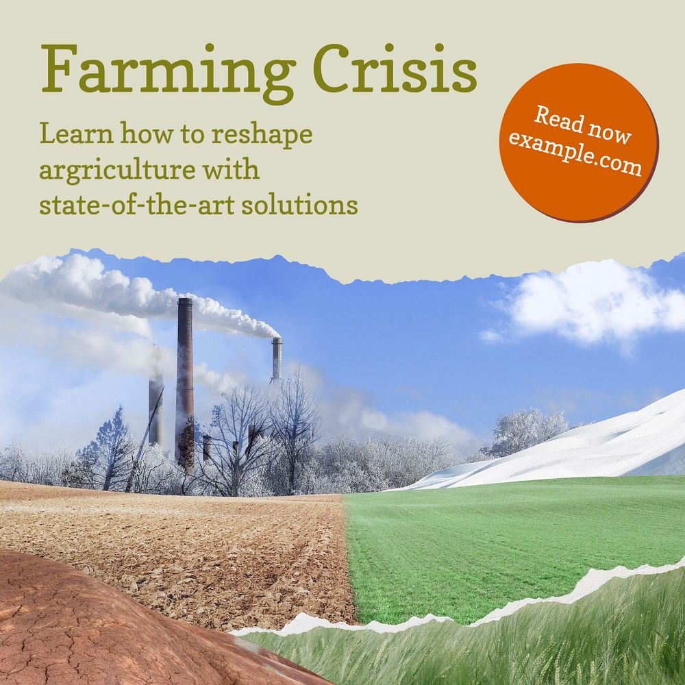 Farming crisis Facebook post template, editable design