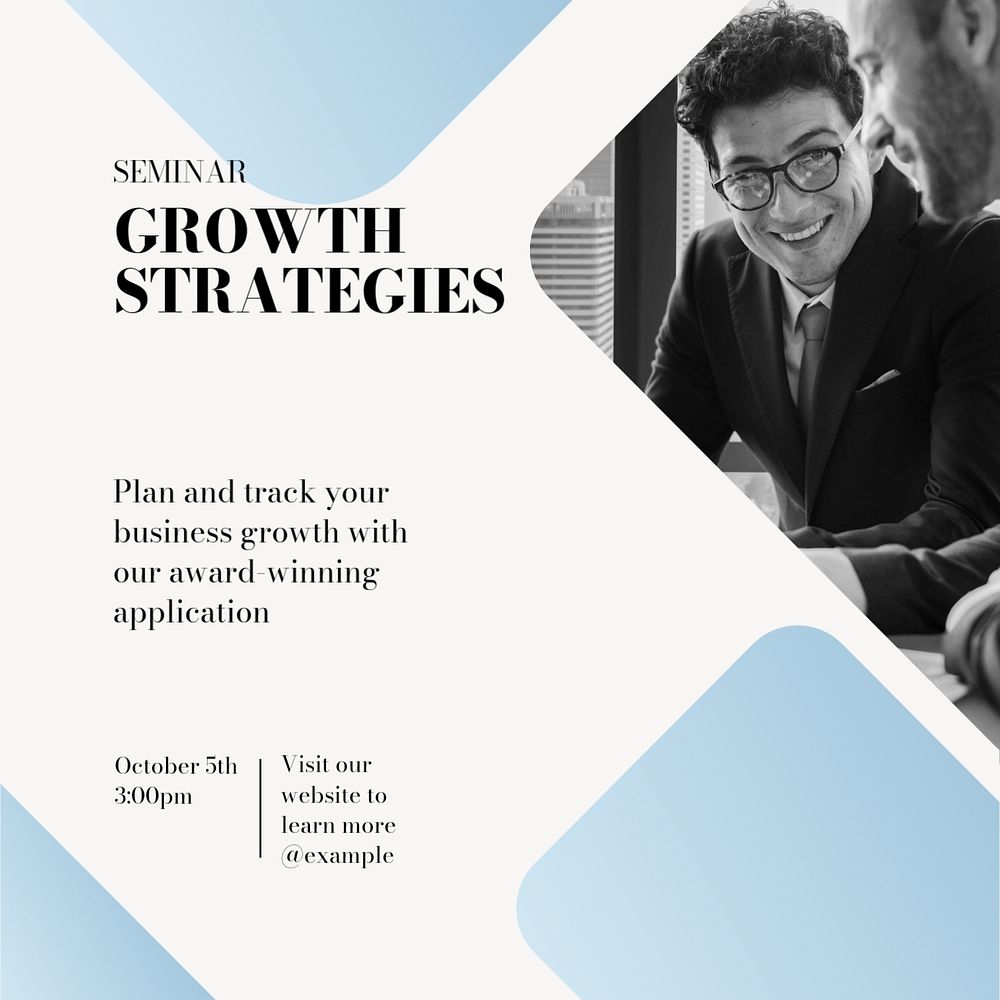 Growth strategies poster template, editable text & design