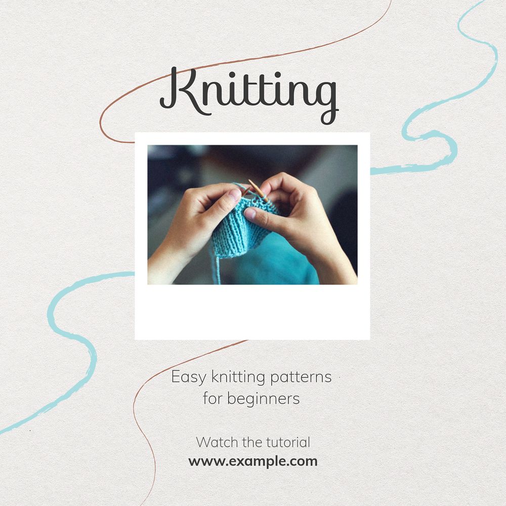 Knitting Facebook post template, editable design