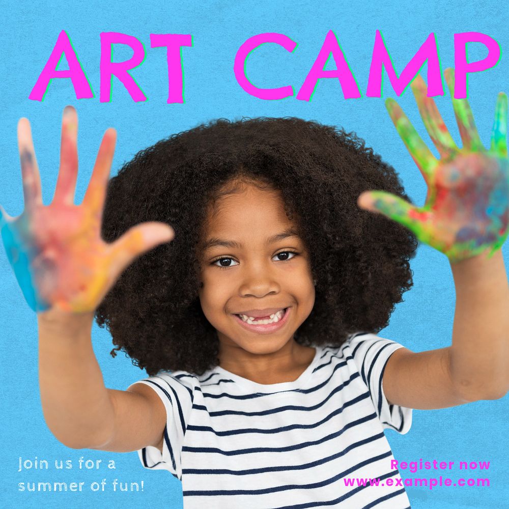 Art camp Instagram post template, editable text