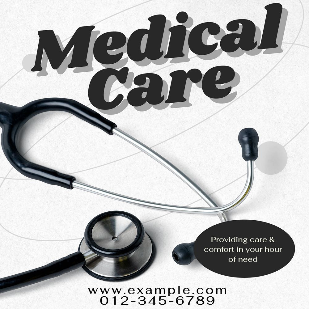 Medical care Facebook post template, editable design