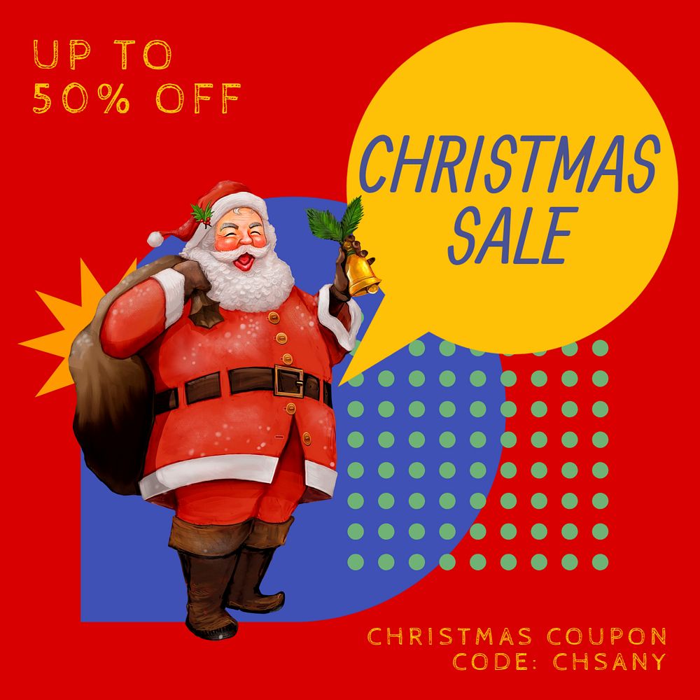 Christmas sale Instagram post template, editable text