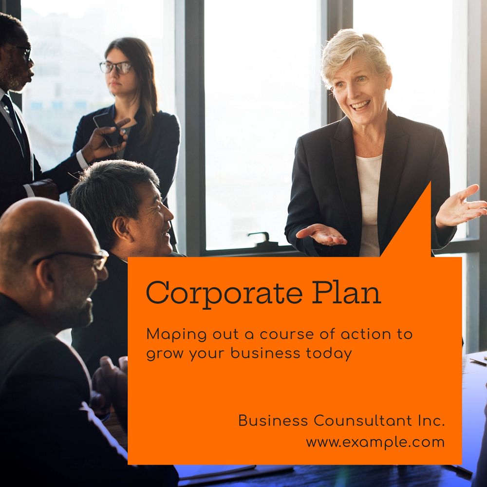 Corporate plan Instagram post template, editable text