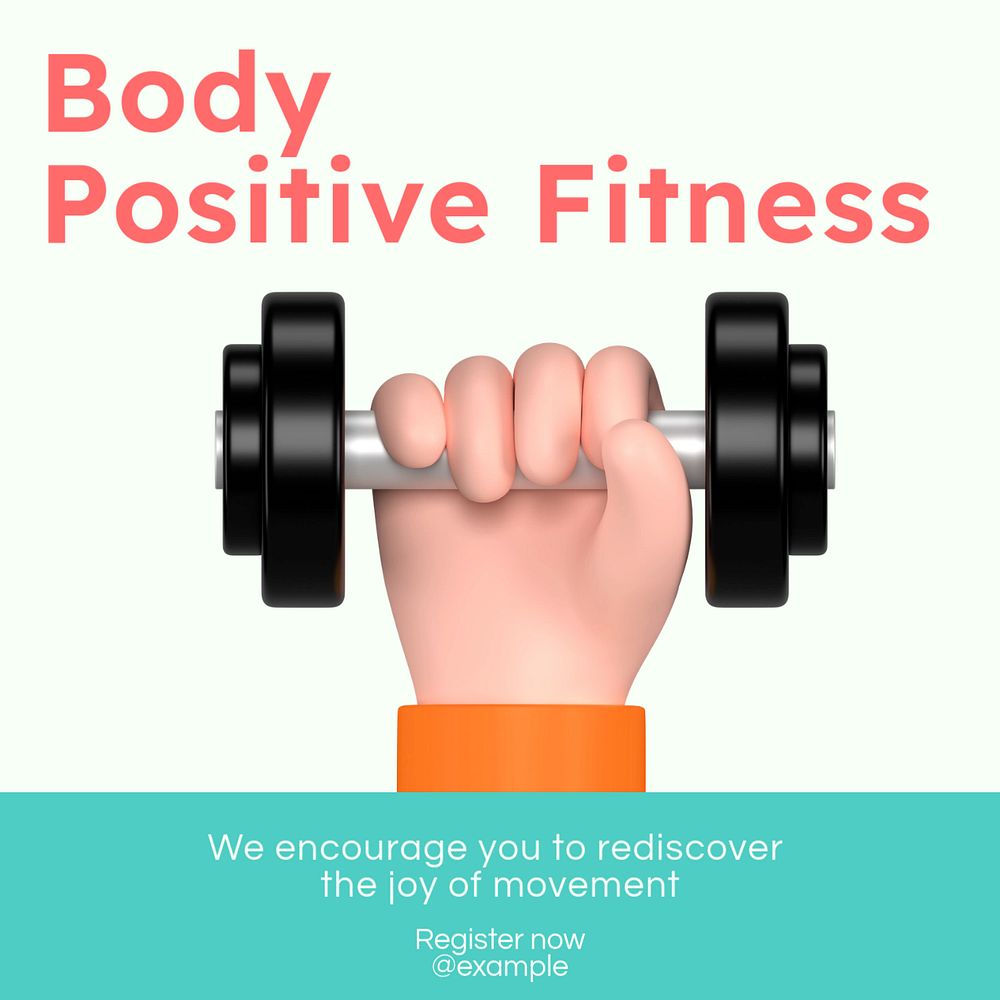 Body positive fitness post template, editable social media design