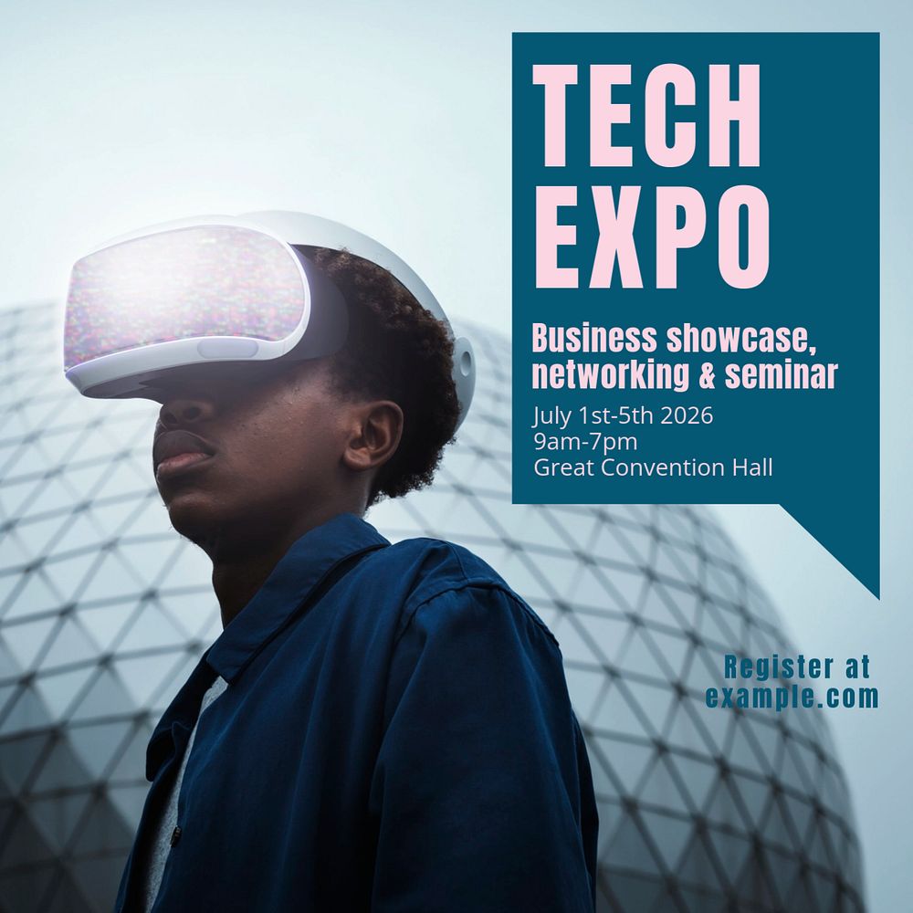 tech expo Instagram post template, editable text