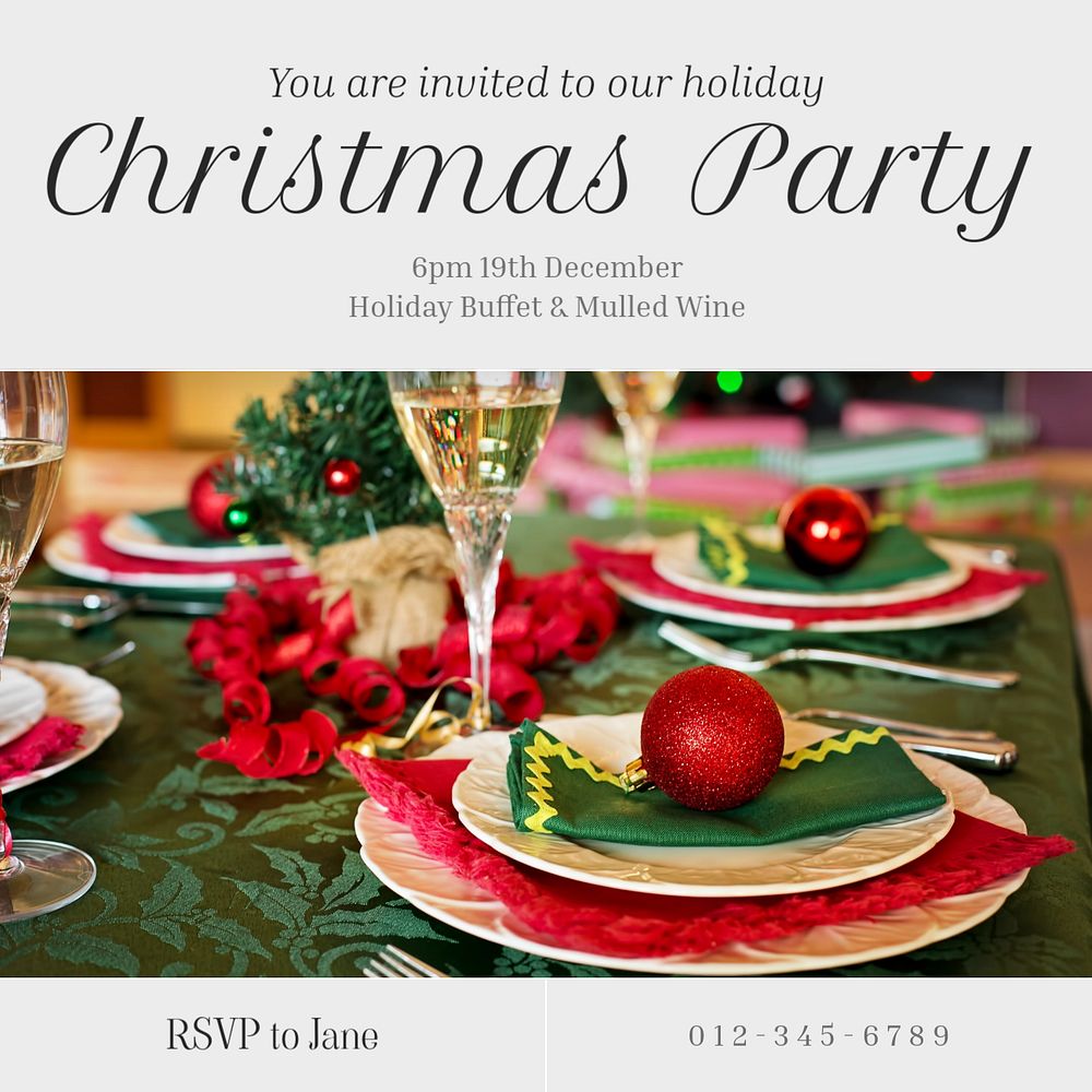 Christmas party Instagram post template, editable text