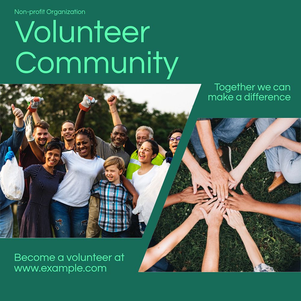 Volunteer community Instagram post template, editable text