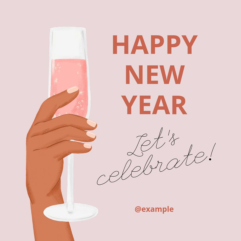 Happy new year Instagram post template, editable text