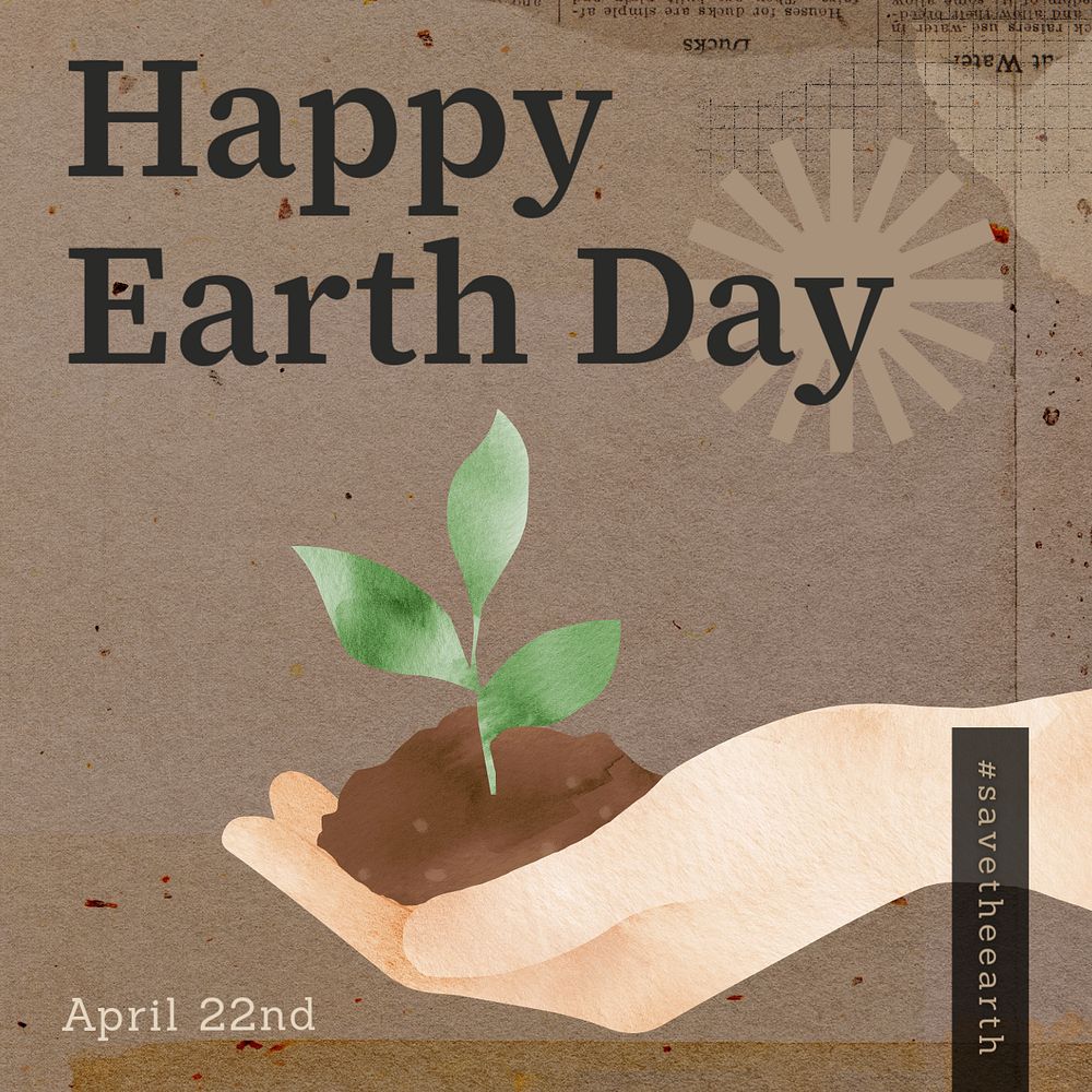 Happy earth day post template, editable social media design