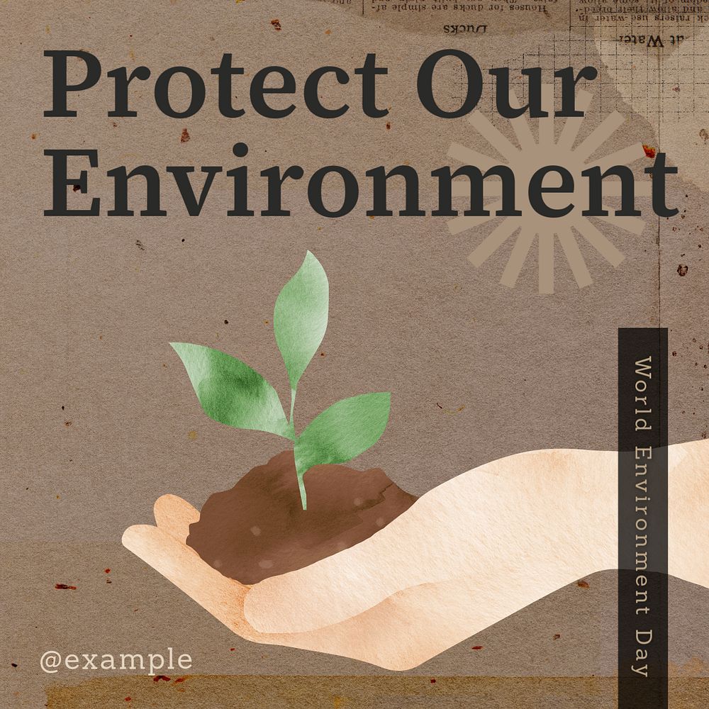 Protect environment post template, editable social media design