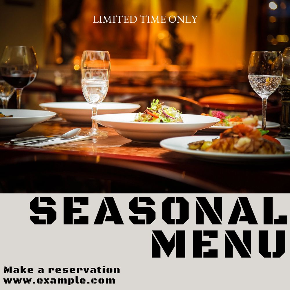 Seasonal menu Instagram post template, editable text 