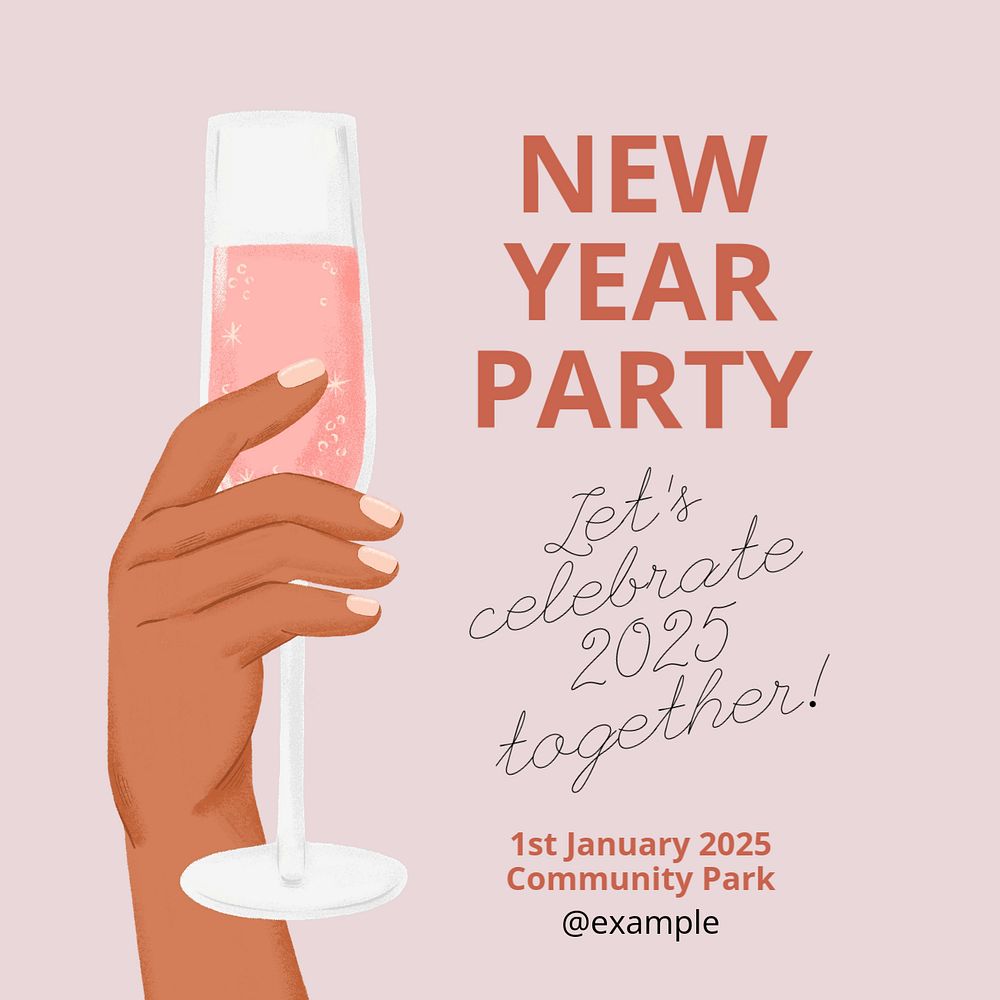 New year party Instagram post template, editable text