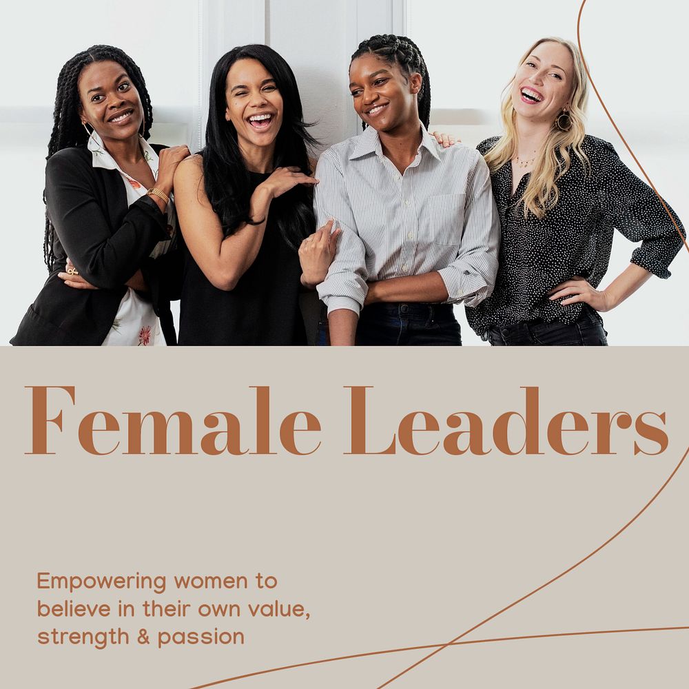 Female leaders Instagram post template, editable text