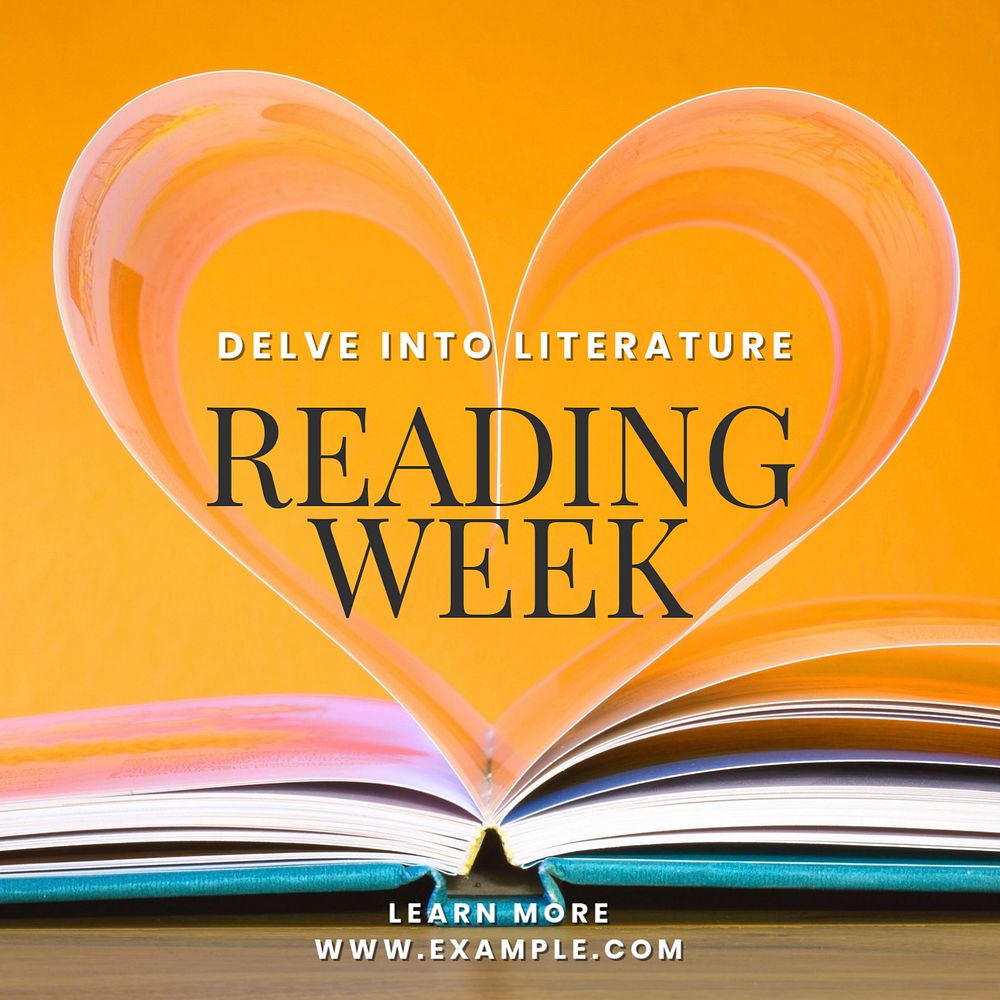 Reading week Instagram post template, editable text