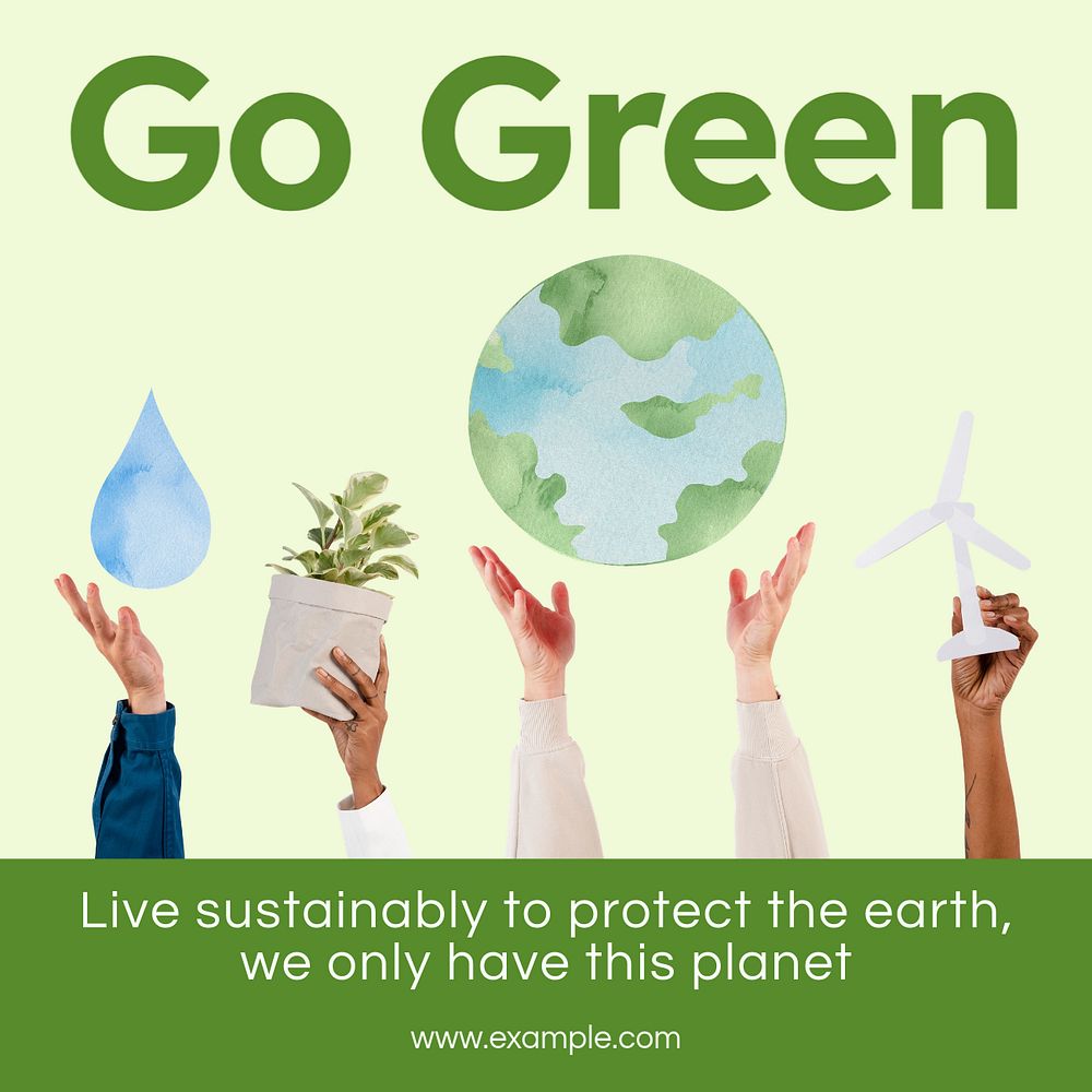 Go green post template, editable social media design