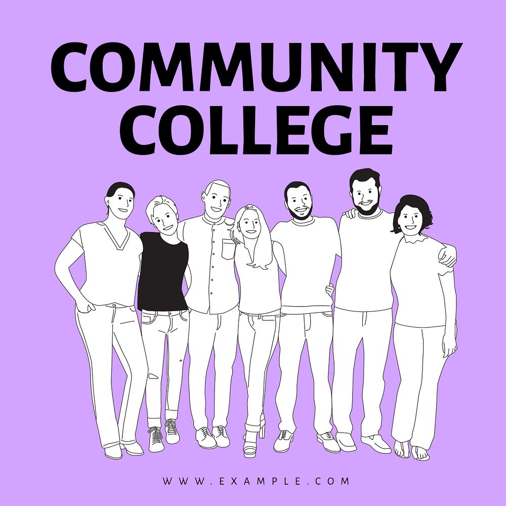 Community college Instagram post template, editable text